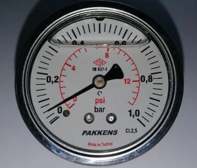 Pakkens Arka Bağlantılı Gliserinli Manometre 0-1 Bar 50 mm R 1/4''