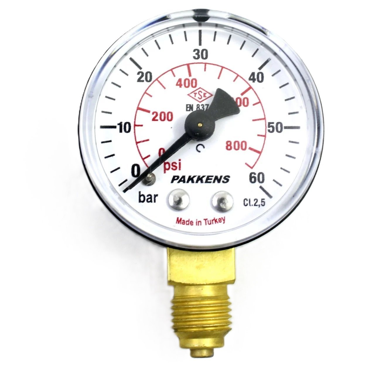 Pakkens Manometre Ø63 mm 0-60 Bar 1/4''