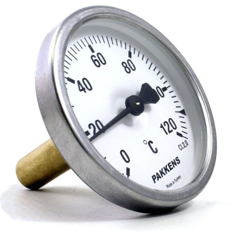 Pakkens Termometre Ø63mm 120°C 20cm 1/2''