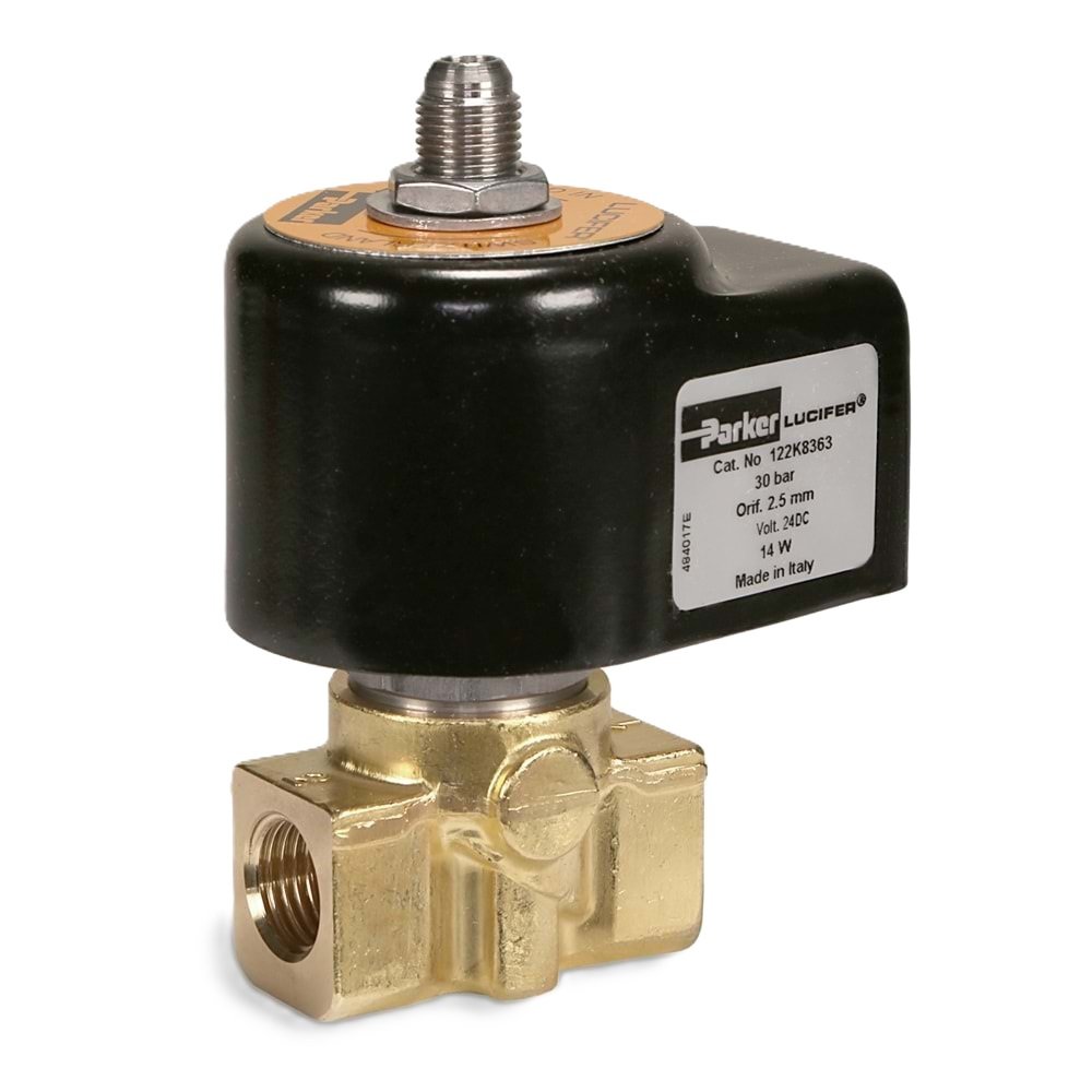 PARKER-LUCIFER Solenoid Valf Normalde Açık E122K8363 1/4'' 30bar 2.5mm 230V 50Hz 14W