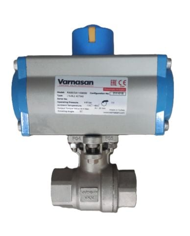 Pnömatik Aktüatörlü Paslanmaz Küresel Vana 1/2'' AISI 304 2 Parçalı