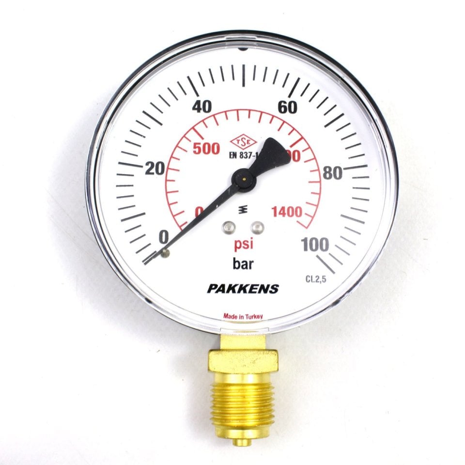 Pakkens Lower Connection Manometer Ø100 mm 100 Bar 1/2''