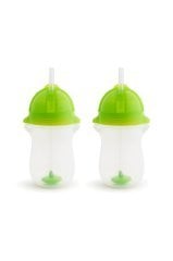 Munchkin Tıklama Kilitli Uçlu Pipetli Alıştırma Bardağı, 12ay+, 296ml, Yeşil, 2li Paket 12463-Y2