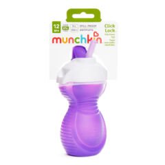 Munchkin Mighty Grip Pipetli Damlatmaz Alıştırma Bardağı, 296ml, 12+ Ay, 1 Adet, Mor