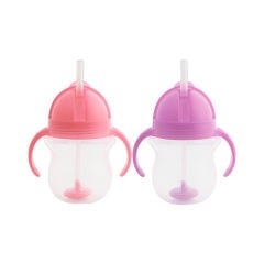 Munchkin Tıklama Kilitli Uçlu  Pipetli Alıştırma Bardağı,6AY+,207ML, Pembe&Mor 2li Paket