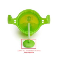 Munchkin Tıklama Kilitli Uçlu Pipetli Alıştırma Bardağı, 6ay+, 207ml, Yeşil,&Yedek Pipet  1 Adet