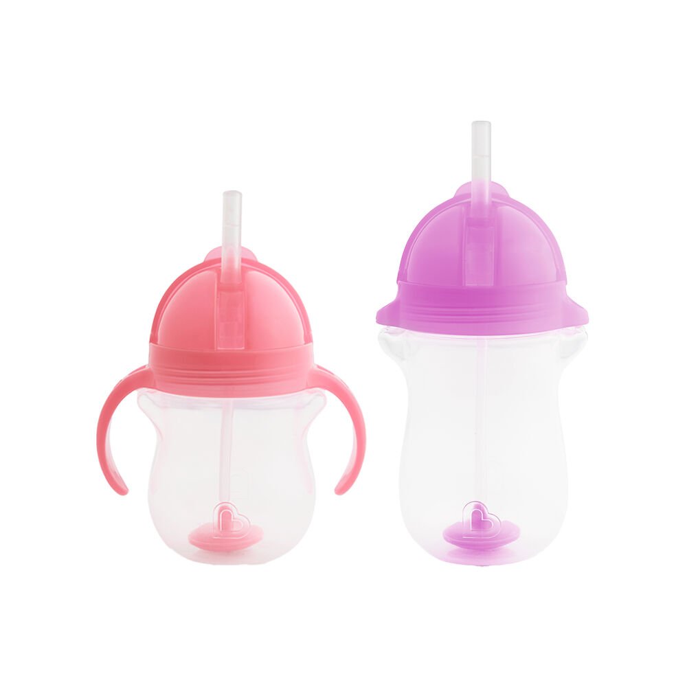 Munchkin Tıklama Kilitli Uçlu Pipetli  Alıştırma Bardağı 6ay+ 207 ml Pembe  ve 12ay+ 296 ml Mor