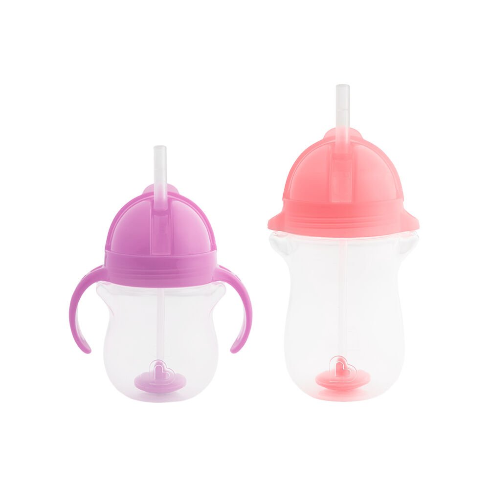 Munchkin Tıklama Kilitli Uçlu Pipetli Alıştırma Bardağı 6ay+ 207 ml Mor   ve 12ay+ 296 ml Pembe