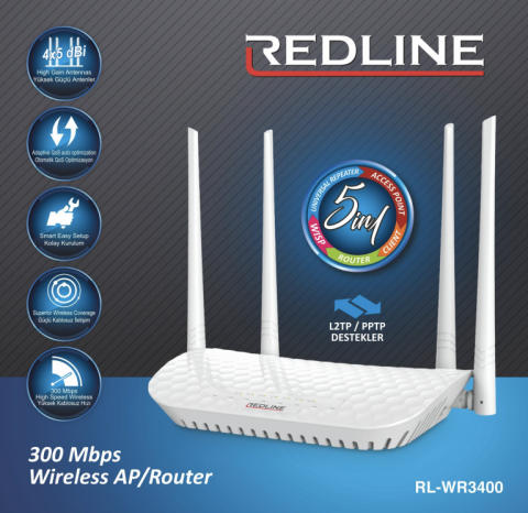 REDLİNE WR-3400 4 ANTENLİ ROUTER