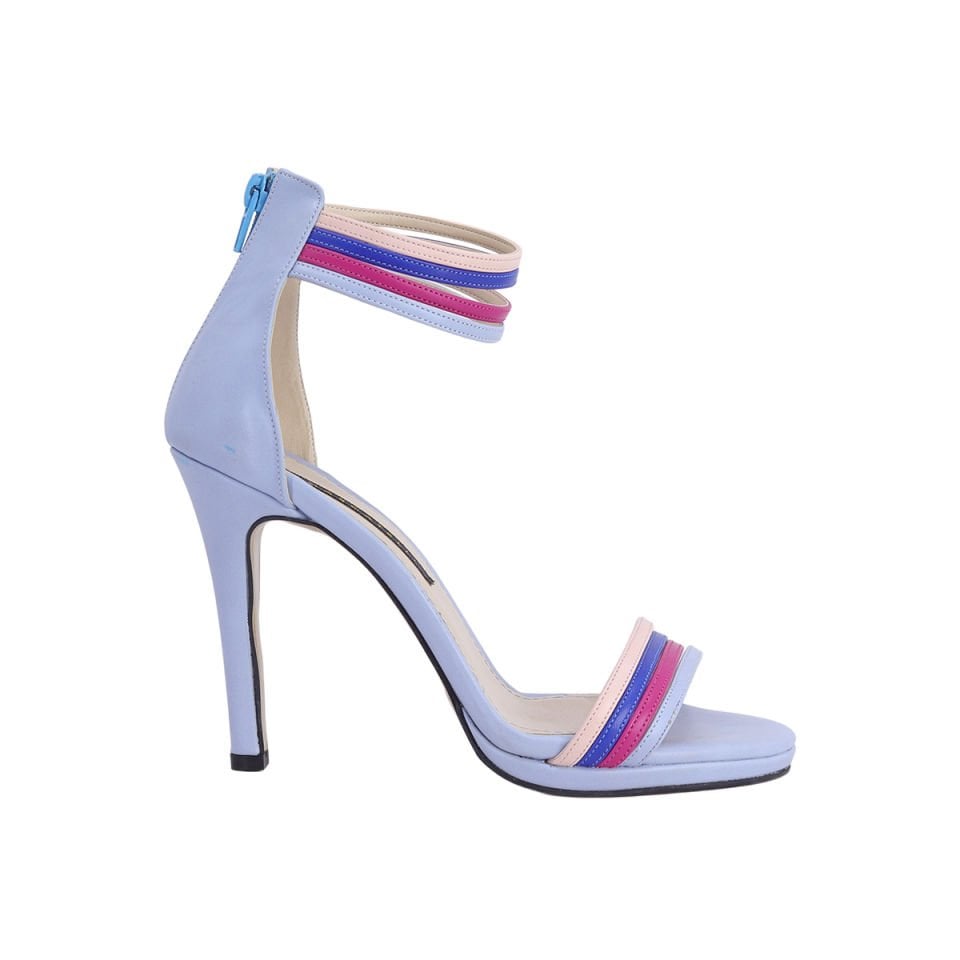 Suni Deri Yüksek Topuklu Abiye Kadın Ayakkabı | Çoklu Bantlı, Şık Davet Ayakkabısı Modelİ