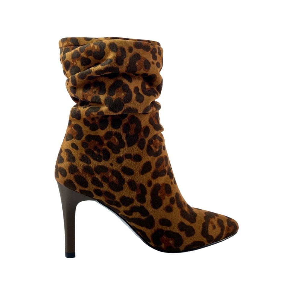 Hobby 26713 Suni Süet Baskılı Deri  Kadın Topuklu Bot