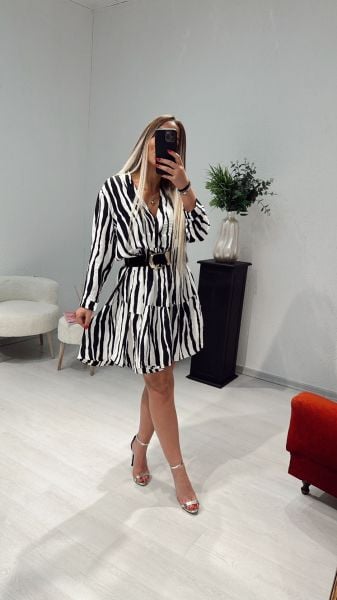 Zebra Desen Salaş Elbise