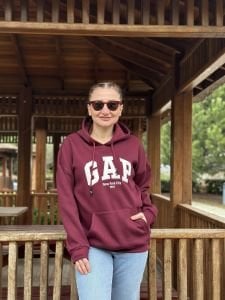 Bordo gap kapüşonlu sweatshirt