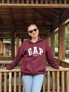 Bordo gap kapüşonlu sweatshirt