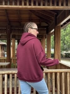 Bordo gap kapüşonlu sweatshirt