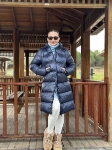 Lacivert fermuarlı şişme mont