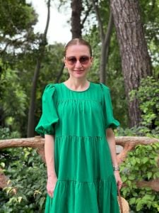 Yeşil Poplin Prenses Elbise 077