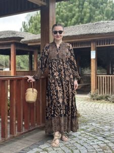 Melena viskon katleya elbise siyah