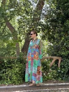 YEŞİL patchwork Gömlek Elbise