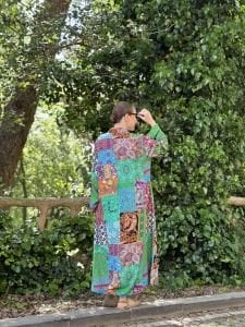 YEŞİL patchwork Gömlek Elbise