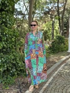 YEŞİL patchwork Gömlek Elbise