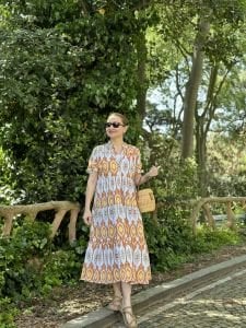 046 KISA KOL ORANGE ELBİSE