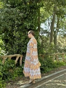 046 KISA KOL ORANGE ELBİSE
