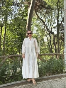 Modal tasarım elbise katleya Beyaz