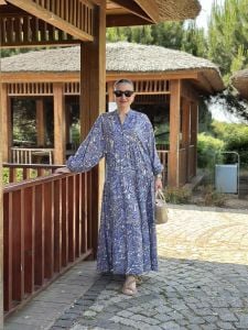 MAVİ Çini desen modal katleya elbise