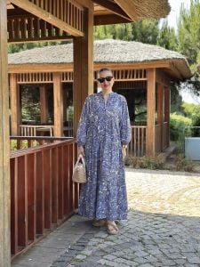MAVİ Çini desen modal katleya elbise