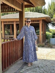 MAVİ Çini desen modal katleya elbise