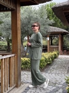 İpli düğme detaylı Oysho takım Çağla