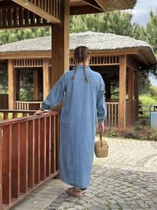 Yarım Fermuarlı tensel kot elbise