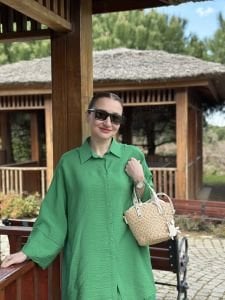 Pantolonlu Tensel takım yeşil