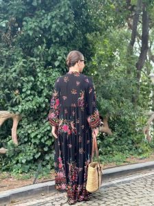 siyah peacock katleya elbise