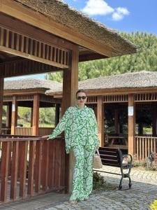 Yeşil flow Viskon pantolon takım