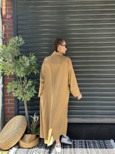 VİSKON Camel Düz Gömlek Elbise
