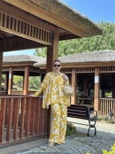 Sarı Gizy Viskon pantolon takım