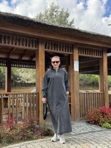 Yarım Fermuarlı tensel kot elbise Antrasit