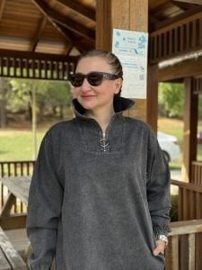 Yarım Fermuarlı tensel kot elbise Antrasit