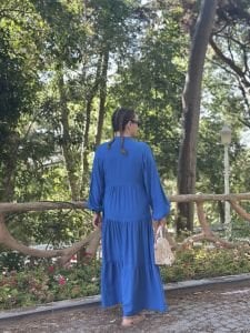 Viskon düz katleya elbise Parlament Mavi