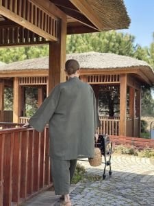 Haki kimono keten pantolon takım