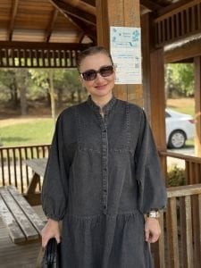 Antrasit yıkama kot katleya elbise