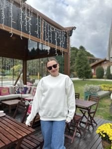 Düz basic şardonlu Sweatshirt BEYAZ