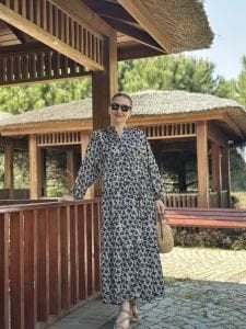 Siyah vual katleya elbise