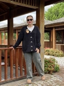 Teddy peluş hırka siyah