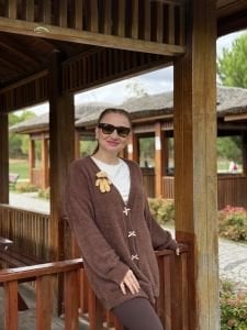 Teddy peluş hırka kahve