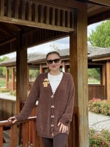 Teddy peluş hırka kahve