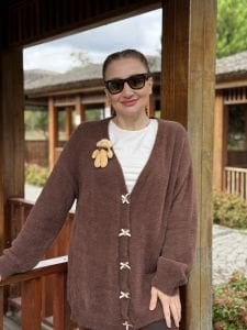 Teddy peluş hırka kahve