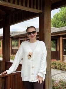 Teddy peluş hırka beyaz